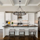 Jashlyn 12-Light Dimmable Wagon Wheel Chandelier