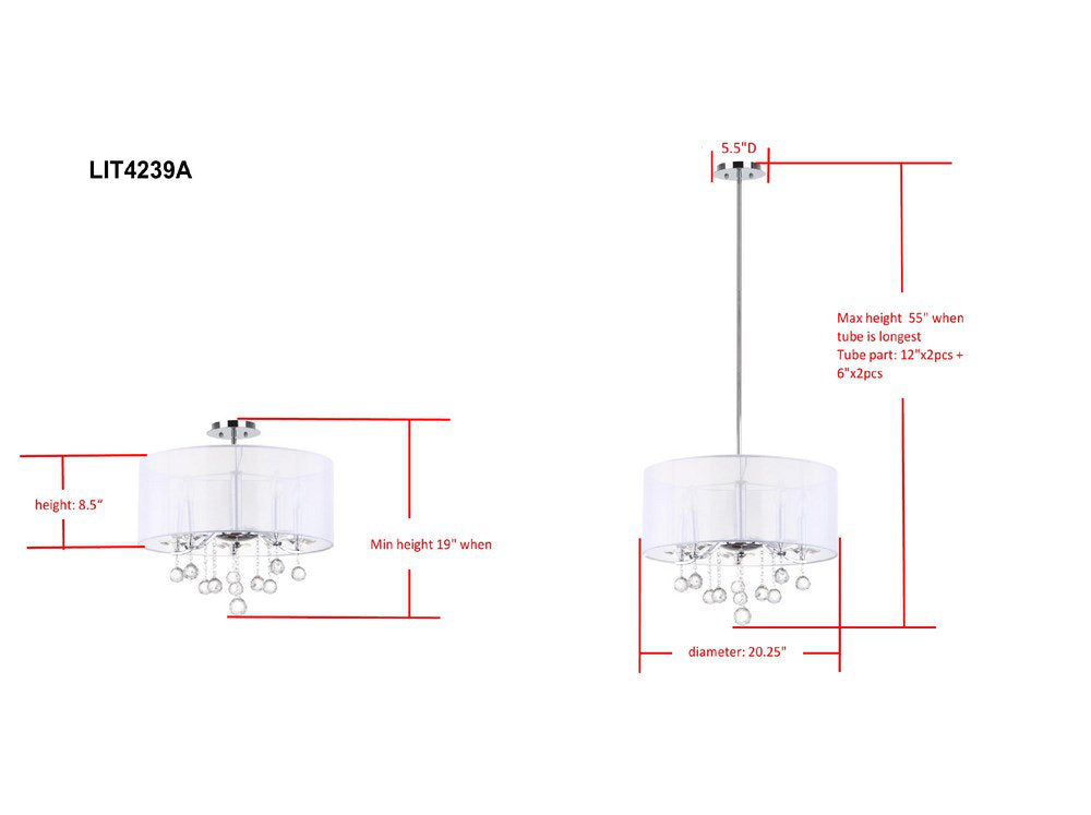 Jody 5-Light Dimmable Drum Chandelier