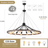 Kelcie 12-Light Large 43.3'' Dimmable Sputnik Wagon Wheel Chandelier