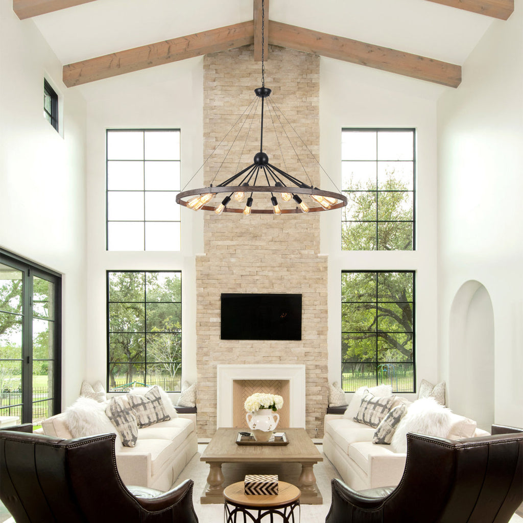 Kelcie 12-Light Large 43.3'' Dimmable Sputnik Wagon Wheel Chandelier
