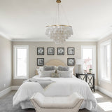 Ladaniel 6-Light Dimmable Gold Chandelier with White Round Shells