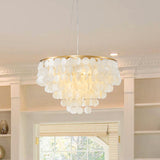 Ladaniel 6-Light Dimmable Gold Chandelier with White Round Shells
