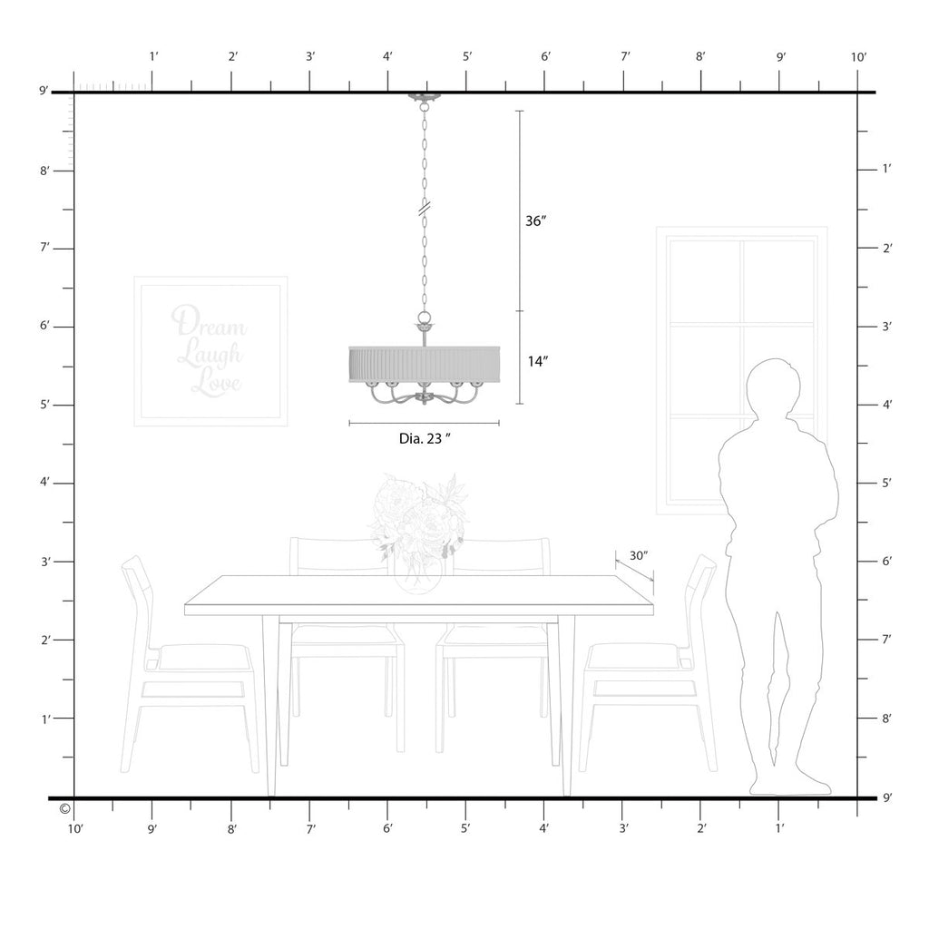 Lamotte 5-Light Dimmable Drum Chandelier