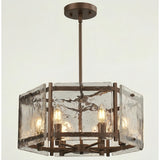Leyla 6-Light 20"W Dimmable Dark Bronze Drum Chandelier with Clear Glass for Dining Room or Living Room