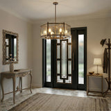 Leyla 6-Light 20"W Dimmable Dark Bronze Drum Chandelier with Clear Glass for Dining Room or Living Room