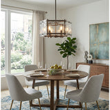 Leyla 6-Light 20"W Dimmable Dark Bronze Drum Chandelier with Clear Glass for Dining Room or Living Room
