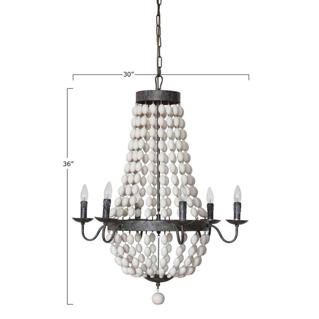 Metal and Draped Wood Bead Chandelier