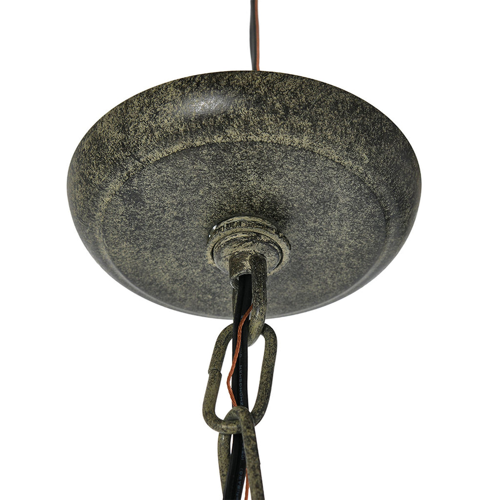 Metal and Draped Wood Bead Chandelier