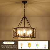 Napeague 5-Light 19.7-inch Dimmable Drum Chandelier with Distressed Grain Accents