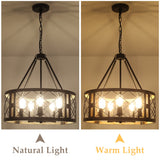 Napeague 5-Light 19.7-inch Dimmable Drum Chandelier with Distressed Grain Accents