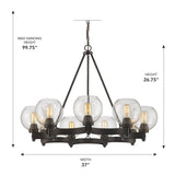 Saltash 9-Light Steel Dimmable Round Chandelier
