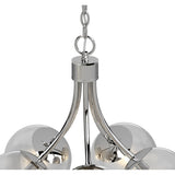 V2125 Clover 5-Light Indoor Chrome French-Inspired Hanging Chandelier with Clear Round/Sphere/Orb/Globe Glass Shades