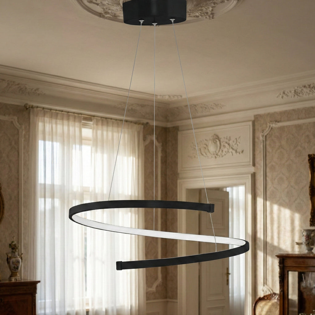 Valerius 1-Light Unique Spiral Geometric LED Chandelier
