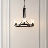 Virendra 5-Light Dimmable Wagon Wheel Chandelier