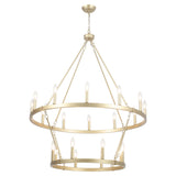 Wiam 40 in. 20 Light 2-Tiers Candle Style Dimmable Farmhouse Wagon Wheel Chandelier for Entryway Living Room Bedroom Foyer