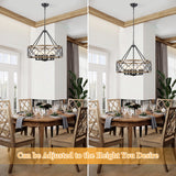 Williston Forge 6-Light 21.65" Dimmable Farmhouse Geometric Drum Chandelier Ceiling Lights for Foyer Kitchen Island Living Room