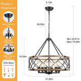 Williston Forge 6-Light 21.65" Dimmable Farmhouse Geometric Drum Chandelier Ceiling Lights for Foyer Kitchen Island Living Room