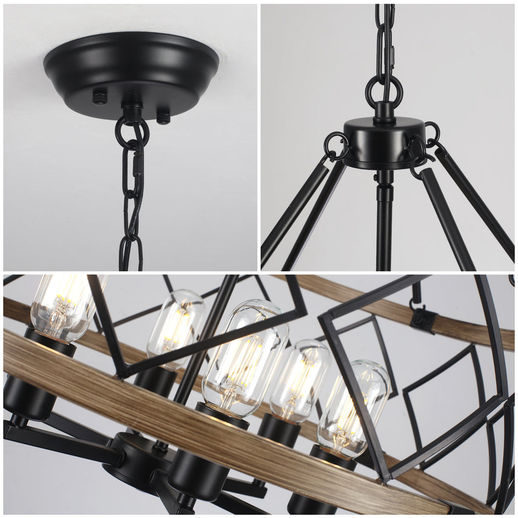 Williston Forge 6-Light 21.65" Dimmable Farmhouse Geometric Drum Chandelier Ceiling Lights for Foyer Kitchen Island Living Room