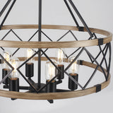 Williston Forge 6-Light 21.65" Dimmable Farmhouse Geometric Drum Chandelier Ceiling Lights for Foyer Kitchen Island Living Room