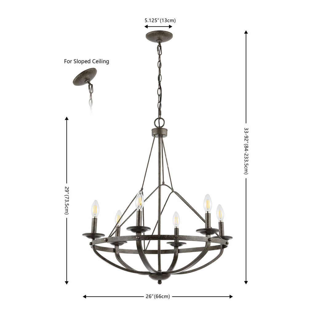 Yavette 6-Light Dimmable Chandelier