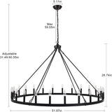 Yeraldine 24-Light Lagre Dimmable Wagon Wheel Chandelier Farmhouse Round Vintage Candle Style Light for Living Room, Foyer, Entryway