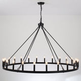 Yeraldine 24-Light Lagre Dimmable Wagon Wheel Chandelier Farmhouse Round Vintage Candle Style Light for Living Room, Foyer, Entryway