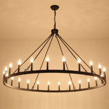 Yeraldine 24-Light Lagre Dimmable Wagon Wheel Chandelier Farmhouse Round Vintage Candle Style Light for Living Room, Foyer, Entryway