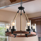 Zora 6 Light Farmhouse Chandelier Wagon Wheel Chandelier Dining Room Light Fixture