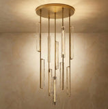 Inspired Audubon Style Crystal Round Chandelier Lacquered Burnished Brass