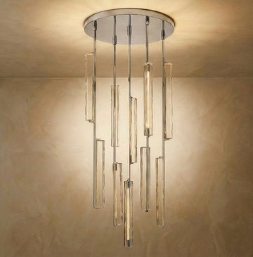 Inspired Audubon Style Crystal Round Chandelier Polished Nickel