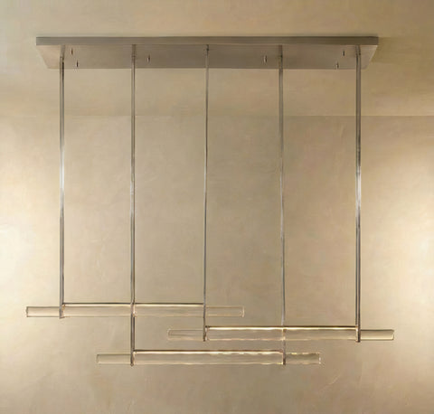 Inspired Audubon Style Crystal 3-Bar Linear Chandelier 60.5" - Stainless Steel
