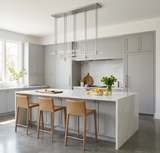 Inspired Audubon Style Crystal 3-Bar Linear Chandelier 60.5" - Stainless Steel in Elegant Room
