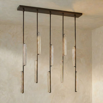 Inspired Audubon Style Crystal Linear Chandelier 54.5" - Bronze