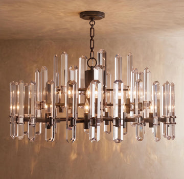 Inspired Bonnington Style 36 Inch Round Crystal Chandelier Bronze - Main Product View