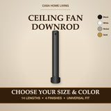 Ceiling Fan Downrod Extension Pole - Steel, 1 Inch Diameter, Non-Threaded Universal Fit