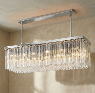 Inspired Cielo Style 73" Rectangular Chandelier – Polished Stainless Steel Finish