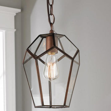 Darkened Copper Geometric Pendant - F100-487