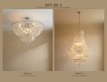 French Empire Crystal Chandelier Set of 2
