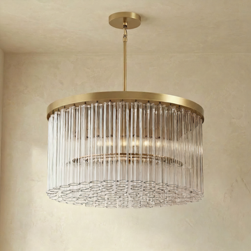 Inspired Cielo Style 36 Inch Round Chandelier Lacquered Burnished Brass Finish - Main Product View