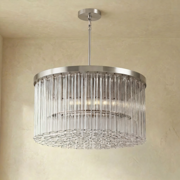 Inspired Cielo Style 36 Inch Round Chandelier Polished Stainless Steel Finish - Main Product View