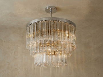 Inspired Cielo Style Three-Tier 36 Inch Round Chandelier Polished Stainless Steel Finish - Main