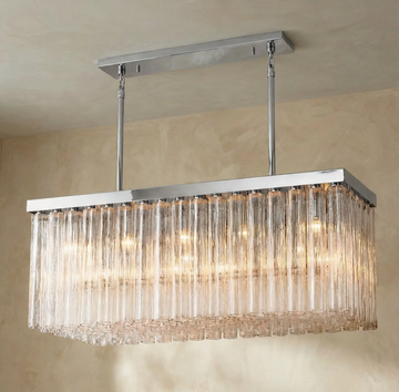 Inspired Cielo Style 54 Inch Rectangular Chandelier Polished Stainless Steel Finish - Main