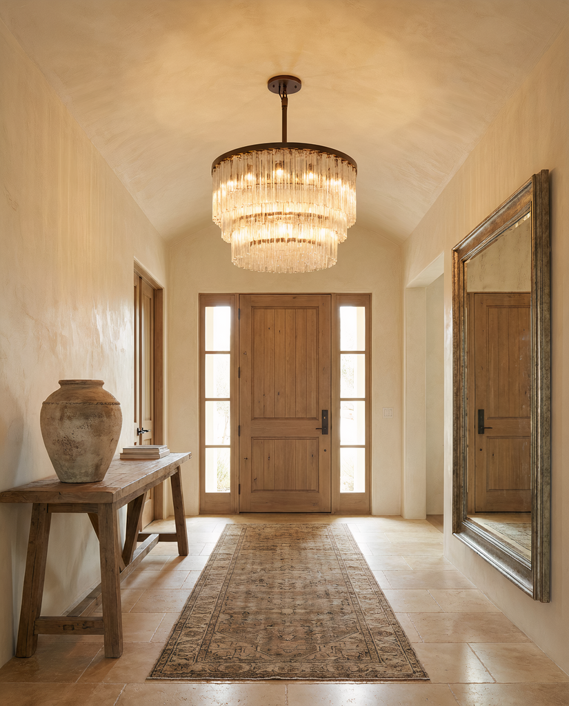 Inspired Cielo Style Three-Tier 48 Inch Round Chandelier Bronze Finish - Room Scene