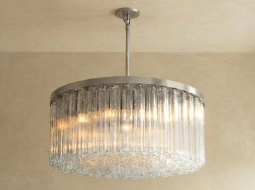 Inspired Cielo Style 48 Inch Round Chandelier Polished Stainless Steel Finish - Main Product View