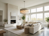 Inspired Cielo Style 48 Inch Round Chandelier Stainless Steel Finish - Living Room Scene
