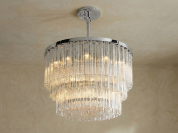 Inspired Cielo Style Three-Tier 48 Inch Round Chandelier Polished Stainless Steel Finish - Main