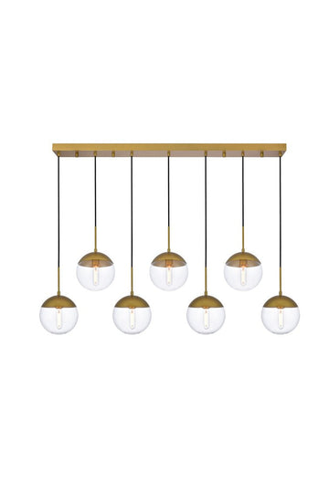 ZC121-LD6091BR - Living District: Eclipse 7 Lights Brass Pendant With Clear Glass