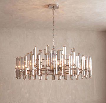 Inspired Bonnington Style 48 Inch Round Crystal Chandelier Polished Nickel - Main Product View