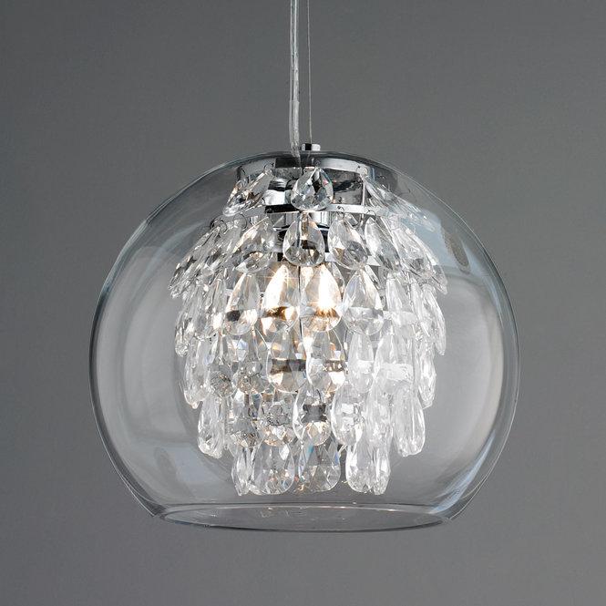 Glass Globe And Crystal Pendant Light - F100-170