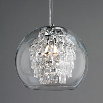 Glass Globe And Crystal Pendant Light - F100-170